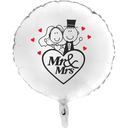Balón Svadobný Mr & Mrs 1 biely