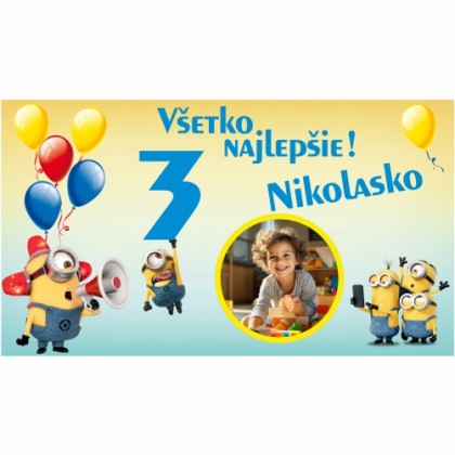 Narodeninový banner Mimoni 110x60 cm 