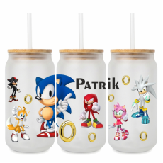 Pohár so slamkou Sonic s menom