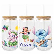 Pohár so slamkou Stitch s menom