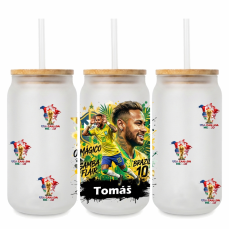 Sklenený pohár so slamkou Neymar s menom
