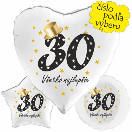 Balón Všetko najlepšie s číslom podľa výberu