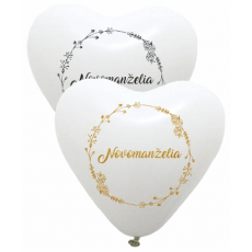 Balóny svadobné Novomanželia srdce biele