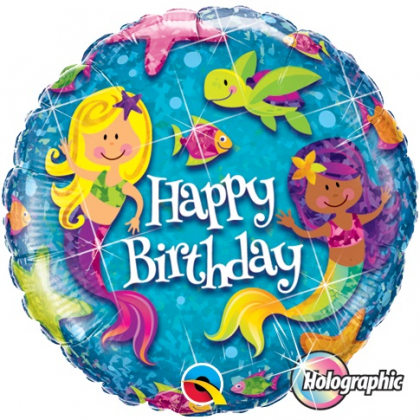 Balón Morské víly Happy Birthday / Bday Mermaids