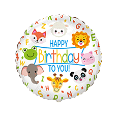 Balón Zvieratká Happy Birthday