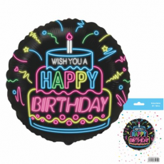 Balón Happy Birthday neon