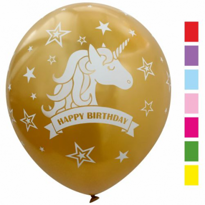 Balóny Happy Birthday Jednorozec Metalické 