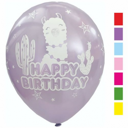 Balóny Happy Birthday Lama Metalické