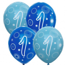 Balóny číslo 1 modrý mix 5 ks 