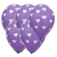 Balóny so srdiečkami fialové 5 ks