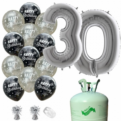 Hélium párty set 30. narodeniny strieborná