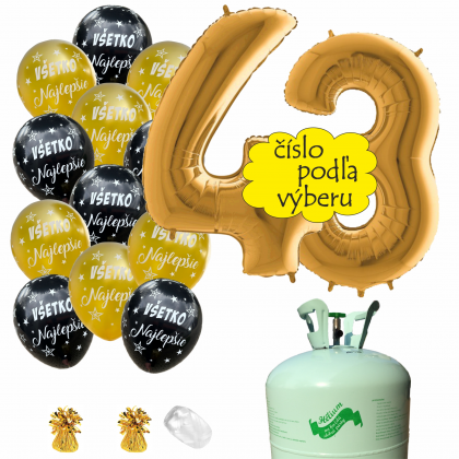 Hélium párty set Všetko najlepšie zlatý