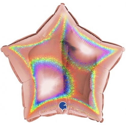 Balón Hviezda Rose gold holog. 45 cm