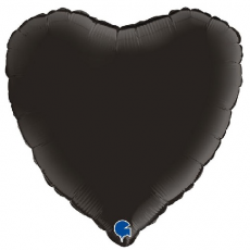 Balón Srdce Čierne Satin 45 cm