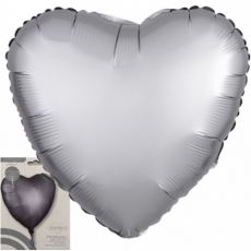 Balón Srdce strieborné saténové 45 cm