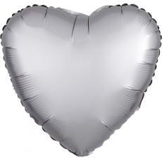 Balón Srdce strieborné saténové 45 cm