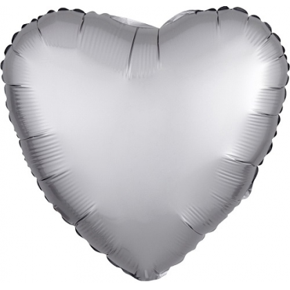 Balón Srdce strieborné saténové 45 cm