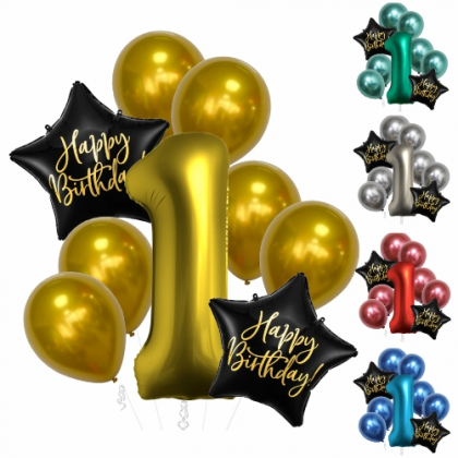 Balón 1. narodeniny chrómové Happy Birthday