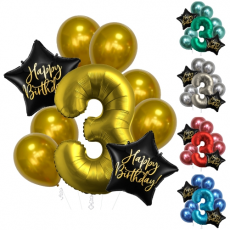 Balón 3. narodeniny chrómové Happy Birthday