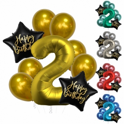 Balón 2. narodeniny chrómové Happy Birthday