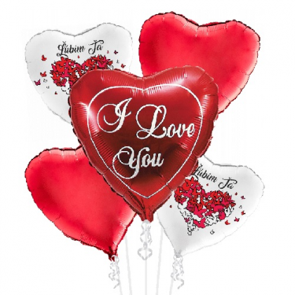 Balónová kytica Valentín Ľúbim Ťa
