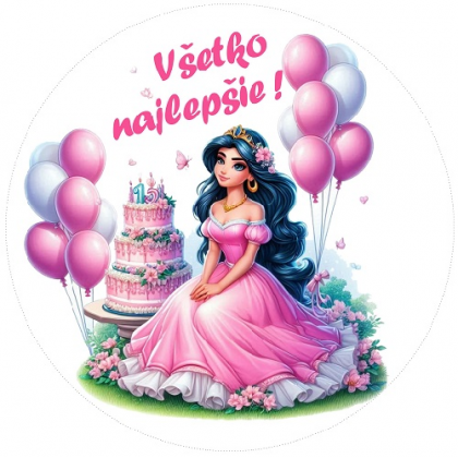 Jedlá oplátka na tortu Princezná