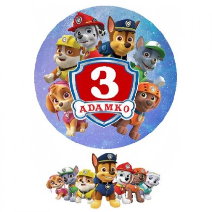 Jedlá oplátka Paw Patrol s menom fondánová