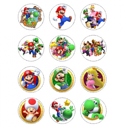 Jedlé obrázky Super Mario 12 ks /5,4 cm/