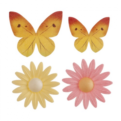 Cukrová dekorácia Motýľ a Margarétka 8 ks