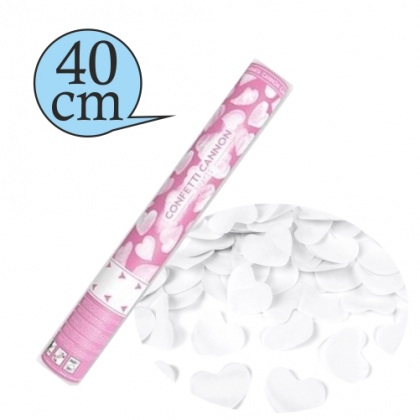 Konfety vystreľovacie SRDIEČKA biele 40cm