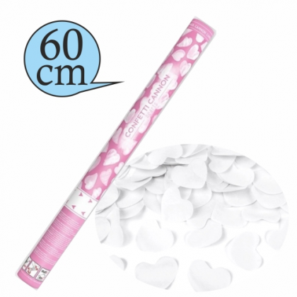 Konfety vystreľovacie SRDIEČKA biele 60cm