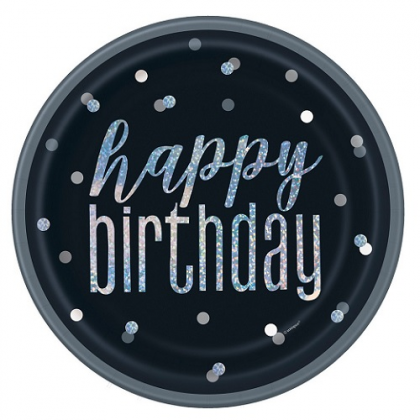 Taniere čierne Happy Birthday trblietavé