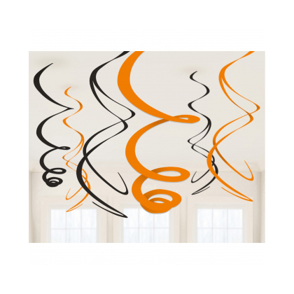 Závesná dekorácia oranžovo čierna