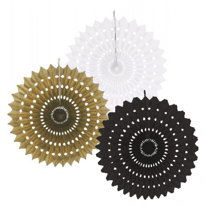 Rozetky bielo-čierno-zlatý mix Ø 30 cm