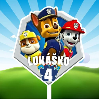 Tortový zápich Paw Patrol s menom
