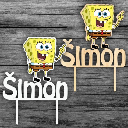 Zápich na tortu Spongebob s menom