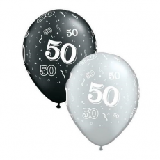 Balón číslo 50 RND Black&Silver 11´´